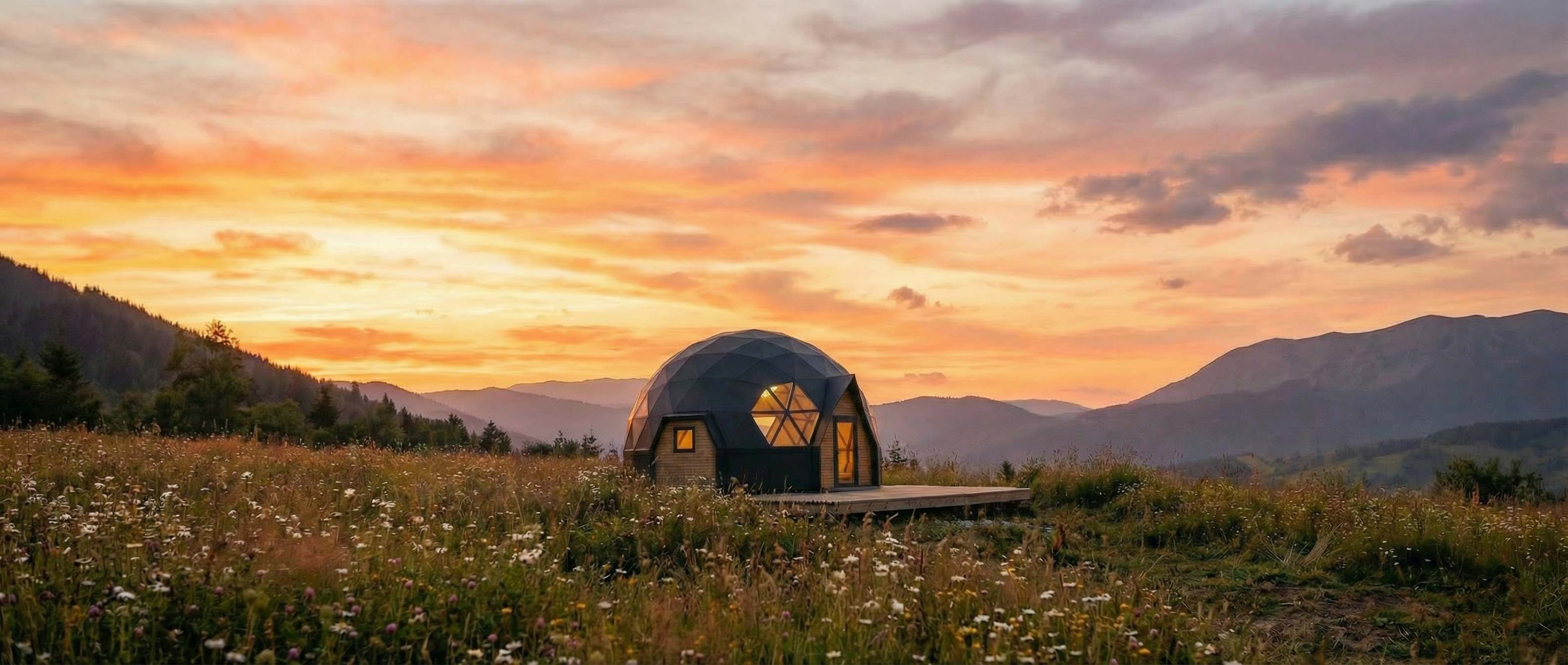 Diameter 8m-Geodetic dome wooden house