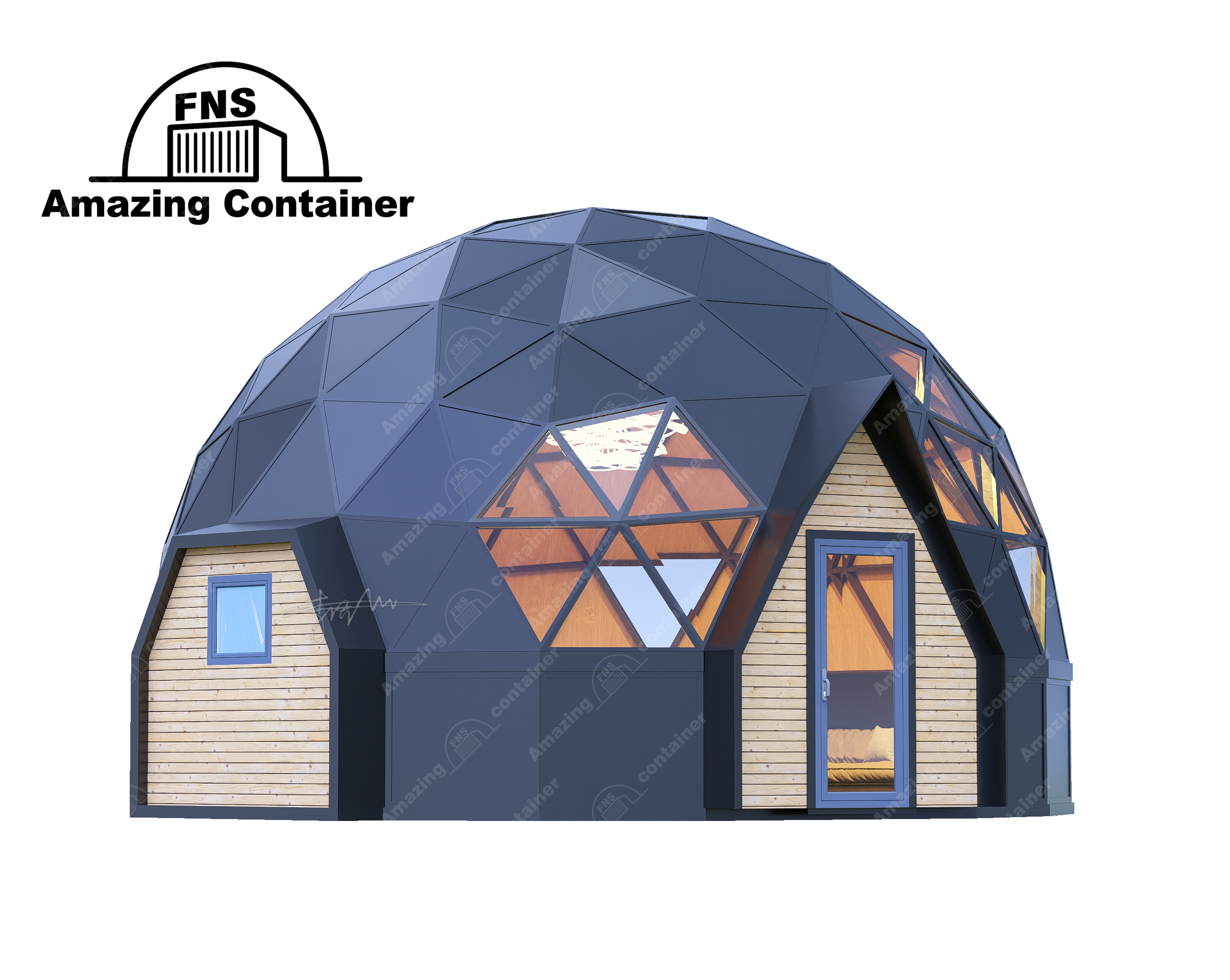Diameter 8m-Geodetic dome wooden house
