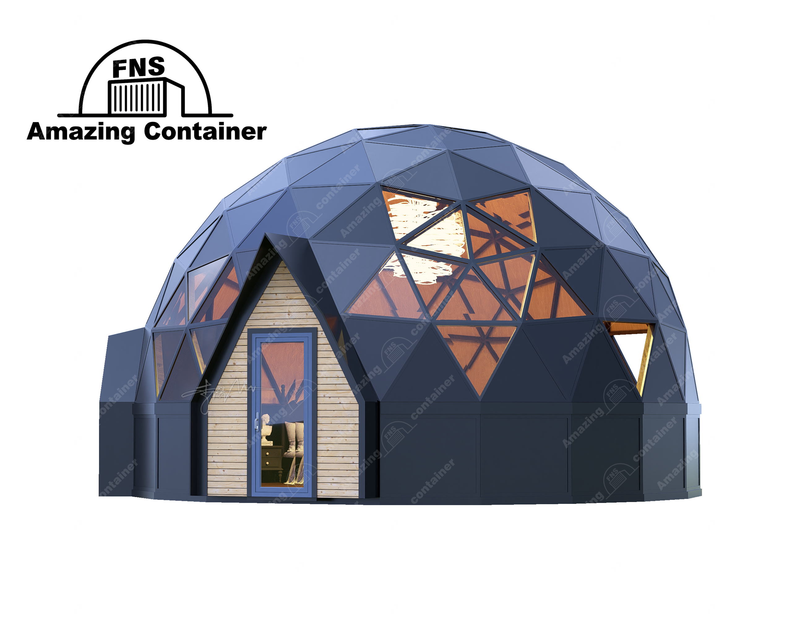 Diameter 8m-Geodetic dome wooden house