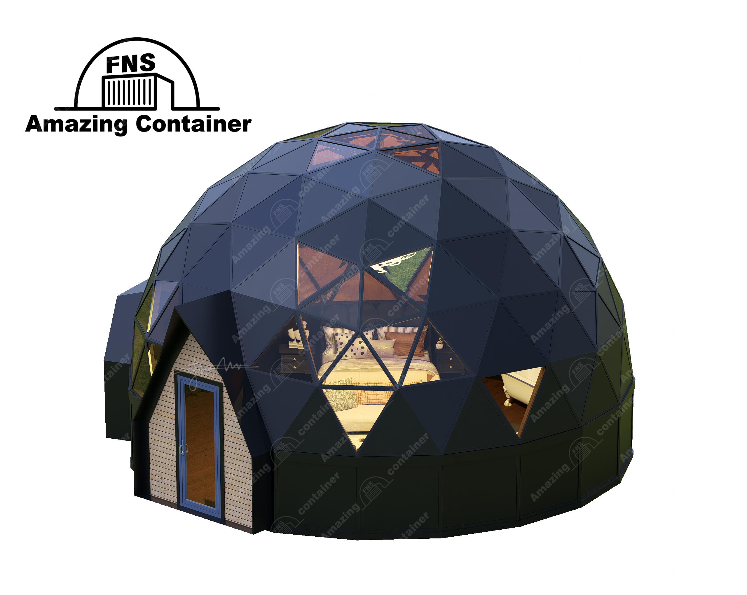 Diameter 8m-Geodetic dome wooden house