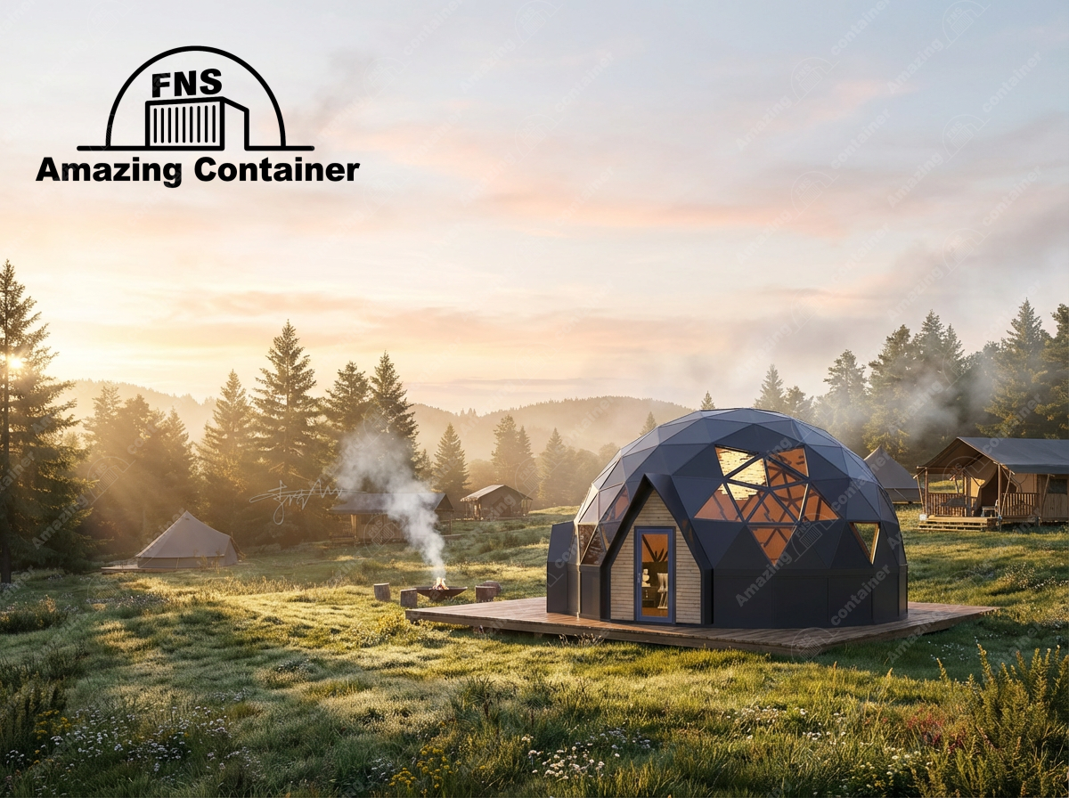 Diameter 8m-Geodetic dome wooden house